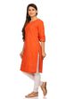 Orange Flared Cotton Kurta image number 2