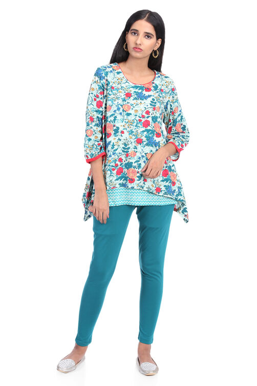 Mint Green Asymmetric Viscose Rayon Indie Top image number 0