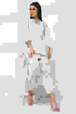 Ivory Cotton Blend Solid Pants image number 0