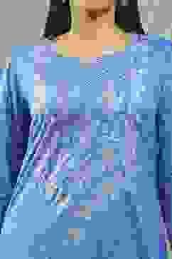 Blue Viscose Straight Kurta Pants Set image number 1