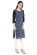Indigo Straight Poly Chanderi Kurta image number 4