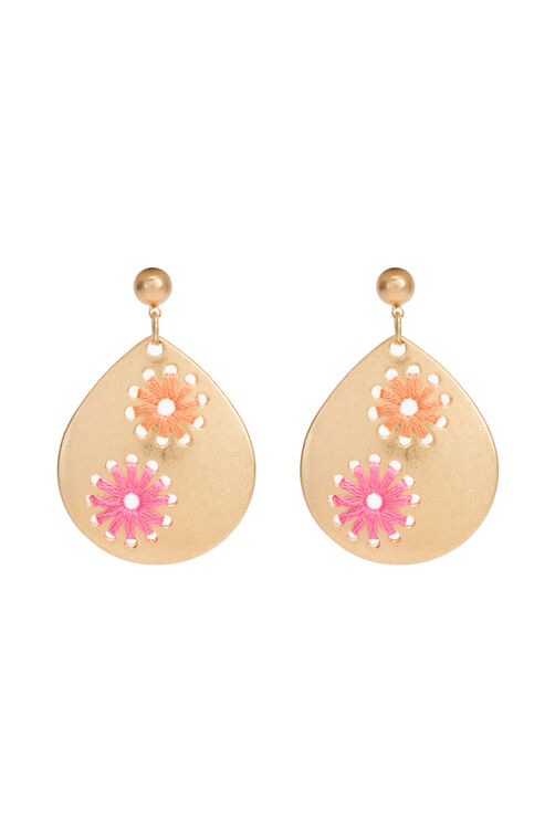 Golden Earrings With Flower Motif image number 1