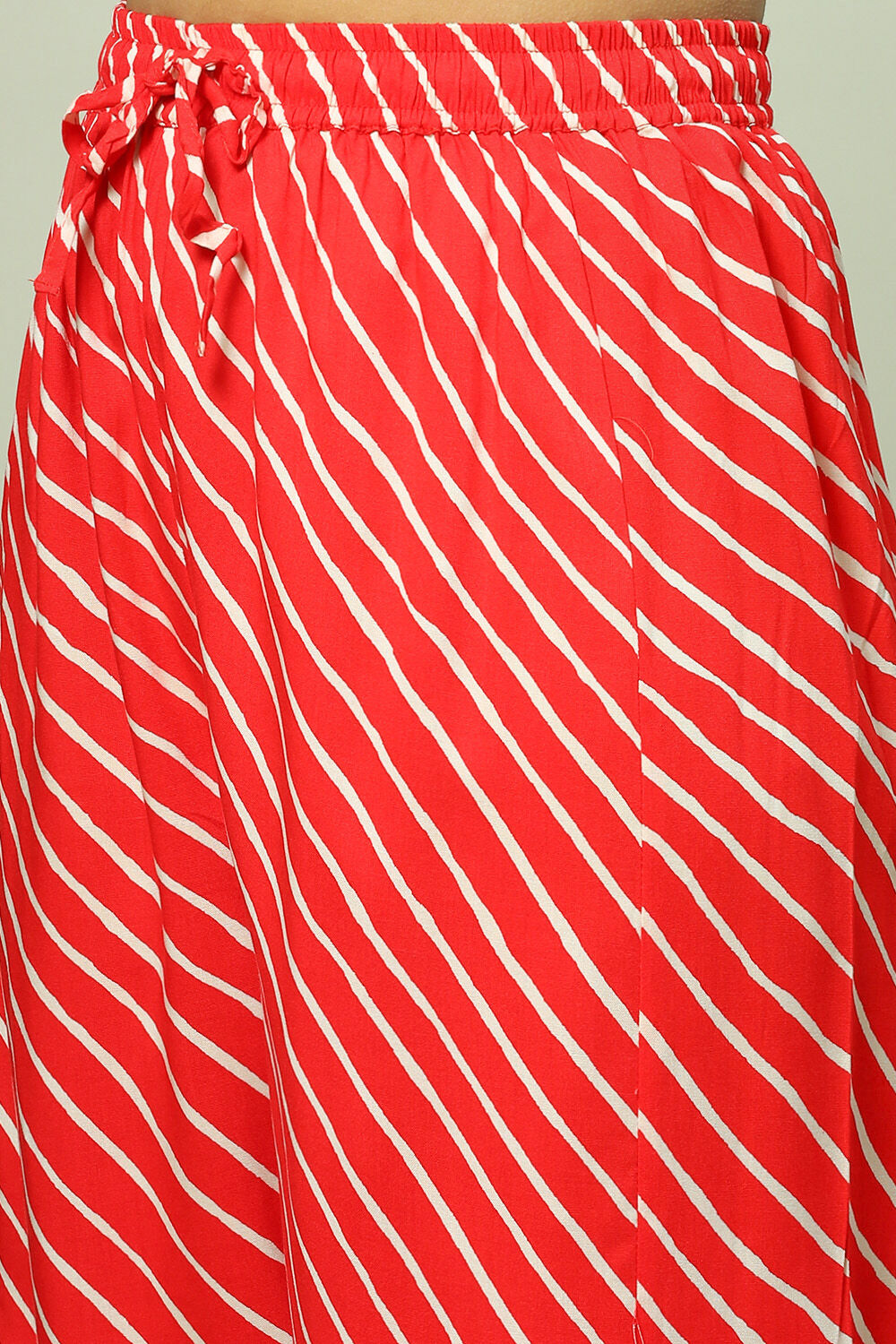 Red Striped Straight Kurta Set image number 2