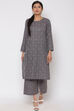 Grey Cotton Straight Suit Set image number 0