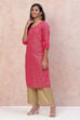 Fuchsia Art Silk Straight Kurta image number 2