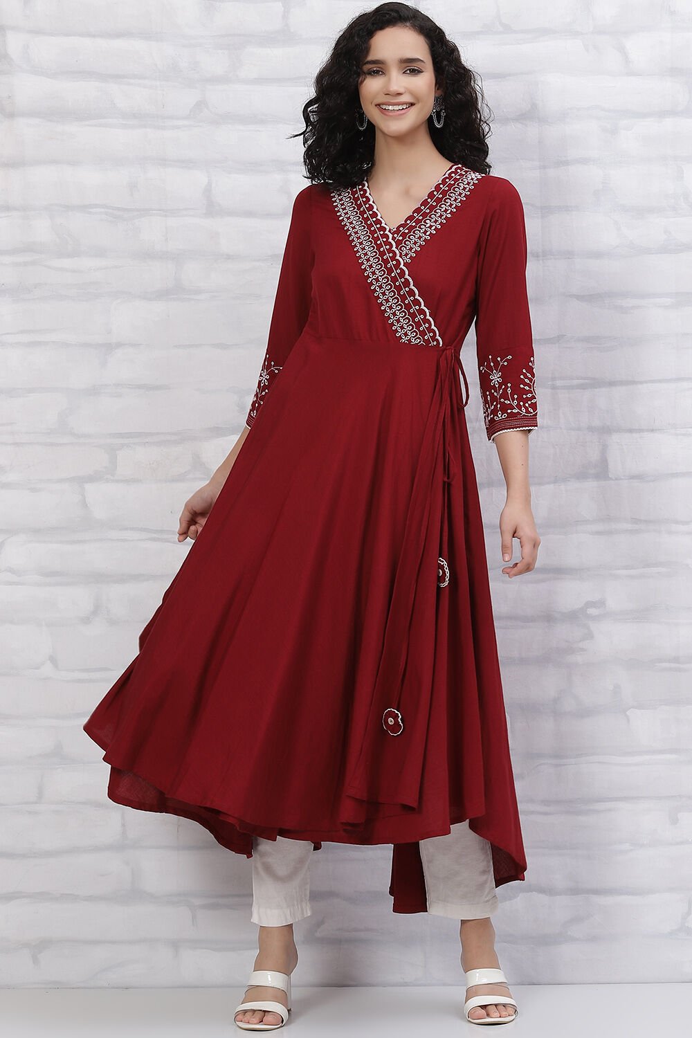 Red anarkali dress cheap