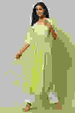 Lime Green Rayon Slub Tiered Dress image number 5