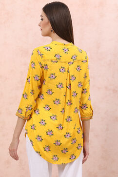 Yellow LIVA Floral Top image number 4