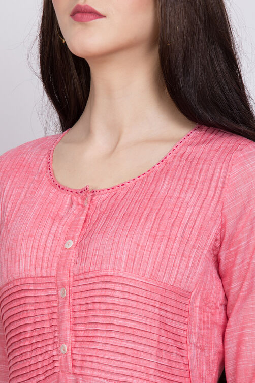 Pink Cotton Anarkali Kurta image number 1