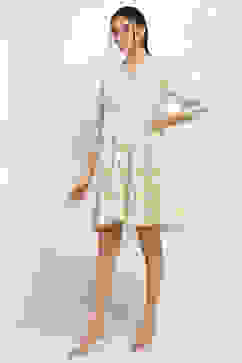 Olive Green Printed Tiered Dress image number 2