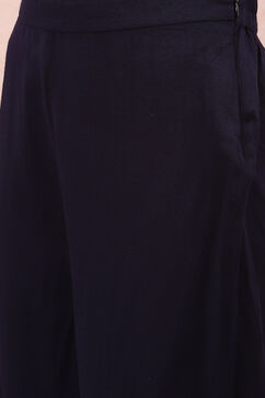 Navy Blue Art Silk Straight Suit Set image number 2