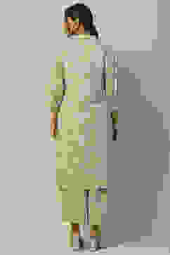 Green Rayon Straight Suit Set image number 4