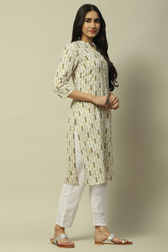 Olive Green Rayon Staight Kurta image number 4