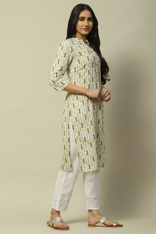 Olive Green Rayon Staight Kurta image number 4