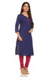 Blue Cotton Straight Kurta image number 1
