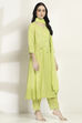Lime Green Viscose Rayon Flared Set image number 5