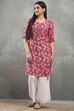 Pink Polyester Straight Kurta Pants Set image number 6
