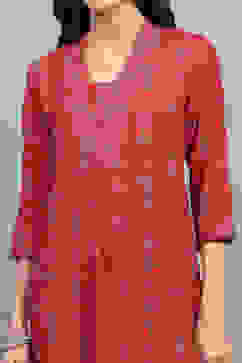 Red Viscose Straight Set image number 1