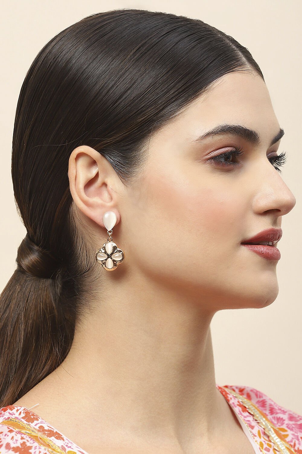 Gold Oxidised Alloy Earrings image number 3