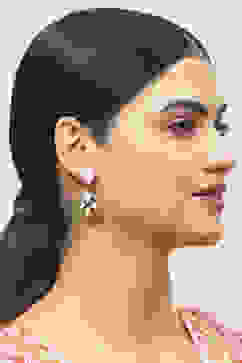 Gold Oxidised Alloy Earrings image number 3