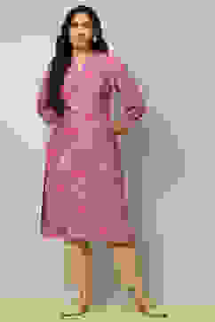 Purple Viscose Blend Floral Printed Straight Kurta image number 5