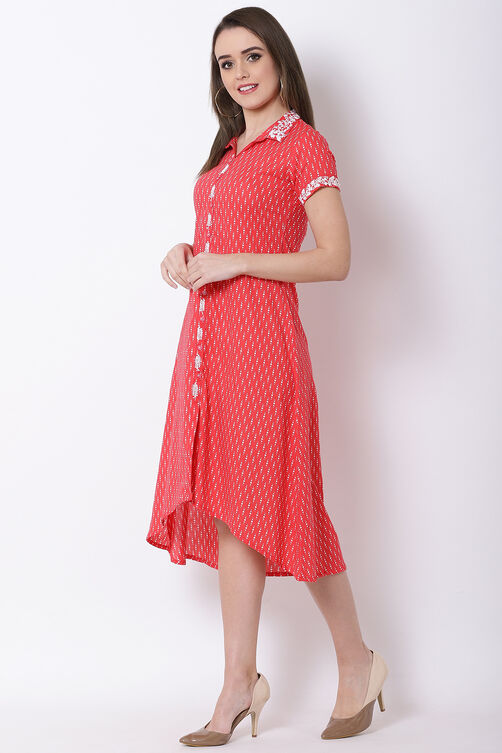 Coral Cotton A-Line Dress image number 2