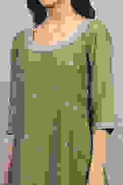 Green Tissue Solid Anarkali Dress image number 1