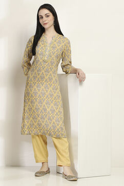 Yellow Viscose Straight SET image number 0