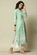 Green LIVA Straight Printed Kurta image number 4