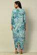 Aqua Blue Floral Printed Straight Co-ord Set image number 4