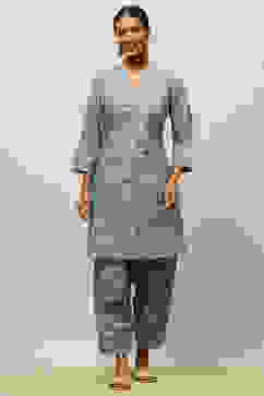 Blue Viscose Blend Straight Printed Co-ord Set image number 0