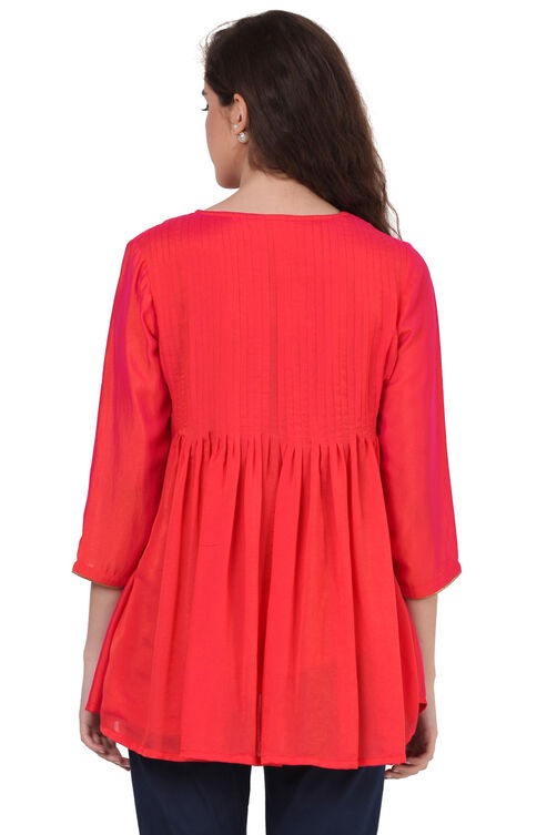 Orange Straight Polyester Kurta image number 4