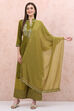 Lime Green Art Silk Dupatta image number 0