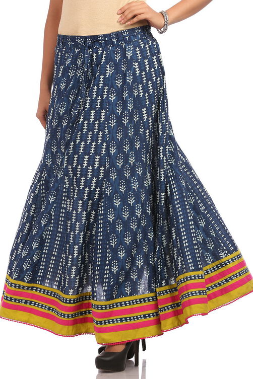 Indigo Flared Cotton Skirt image number 3