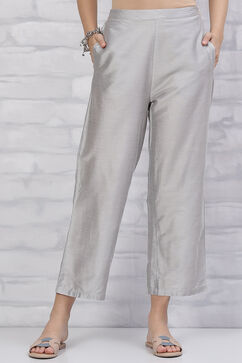 Silver Art Silk Palazzo Pants image number 0