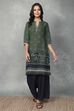 Green Viscose Polyester Viscose Rayon Kurta Pants Set image number 0