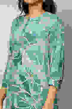 Aqua Blue Floral Printed Straight Co-ord Set image number 1