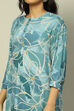 Aqua Blue Floral Printed Straight Co-ord Set image number 1