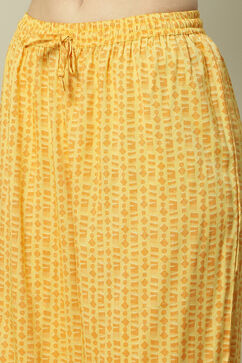 Yellow Cotton Blend Straight Printed Kurta Palazzo Suit Set image number 2