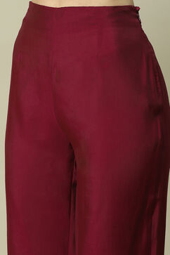 Purple LIVA Straight Printed Kurta Palazzo Suit Set image number 2