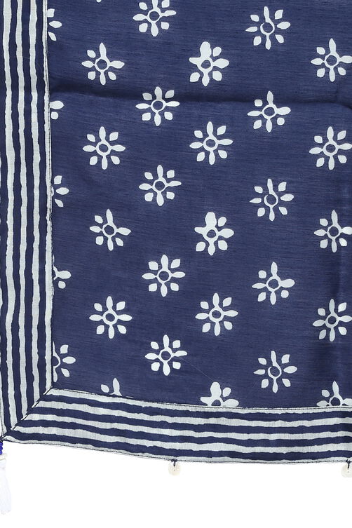 Indigo Poly Chanderi Scarf image number 2