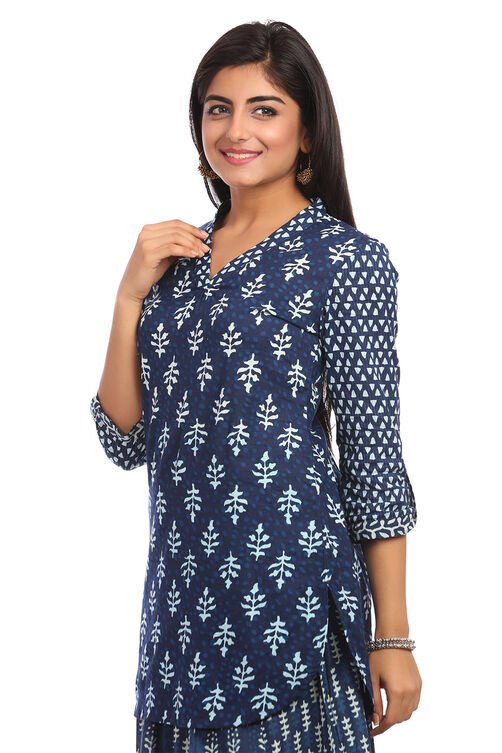 Indigo Straight Cotton Indie Top image number 3