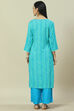 Green Viscose Woven Straight Kurta Suit Set image number 5