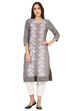 Grey Straight Cotton Kurta image number 0