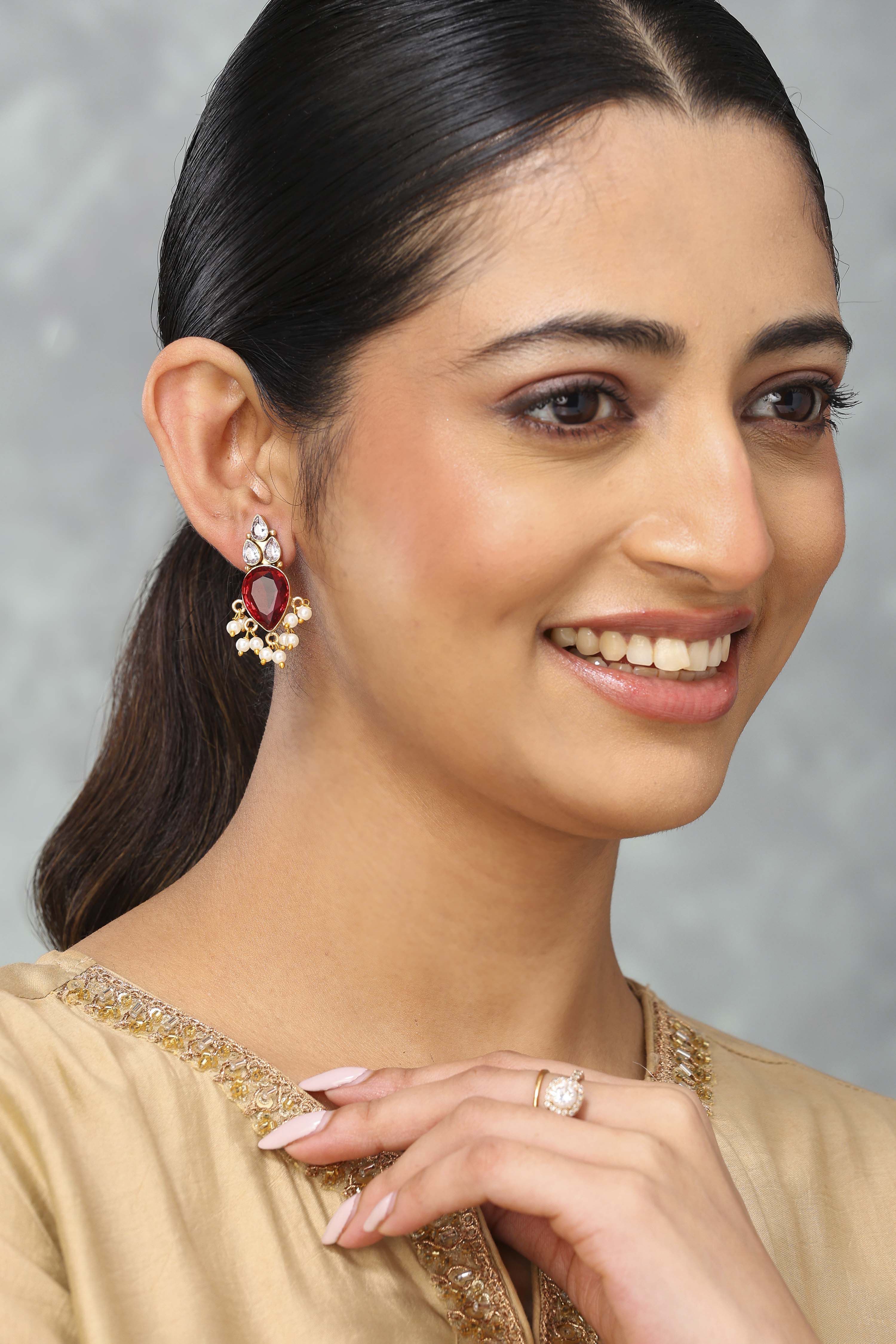 Red Brass Drop & danglers image number 3
