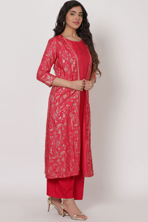 Coral Viscosefront Open Kurta image number 3