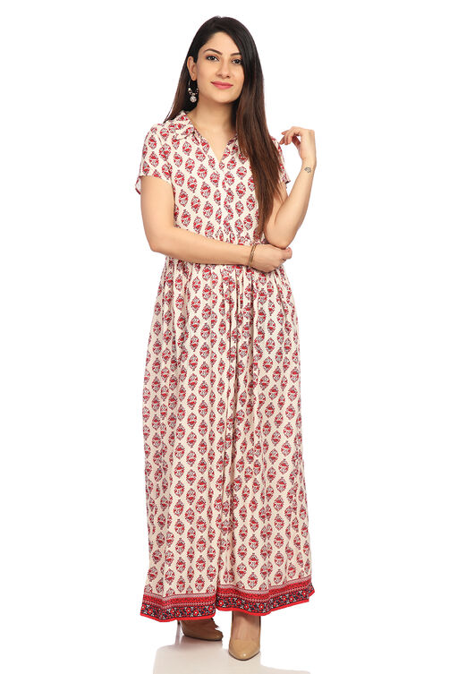 Red Flared Viscose Dress image number 0