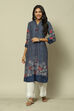 Indigo Blue LIVA Straight Printed Kurta image number 5