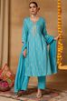 Red Viscose Rayon Straight Printed Suit Set image number 7