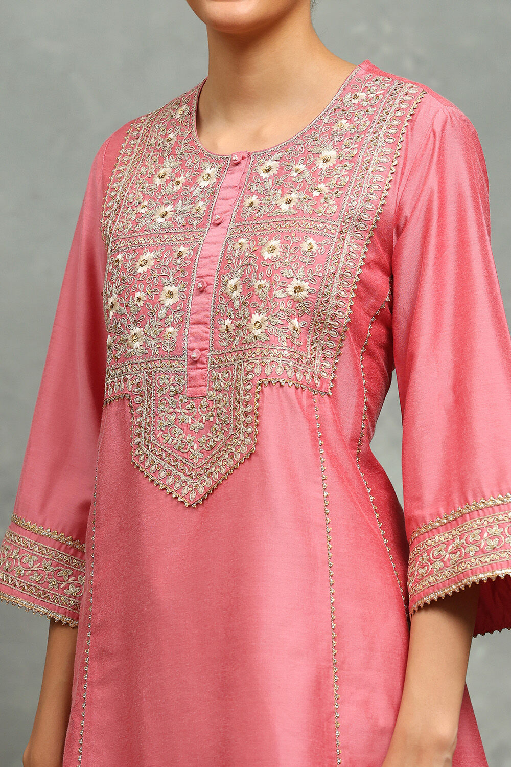 Blue Viscose Blend Embroidered Kalidar Suit Set image number 1